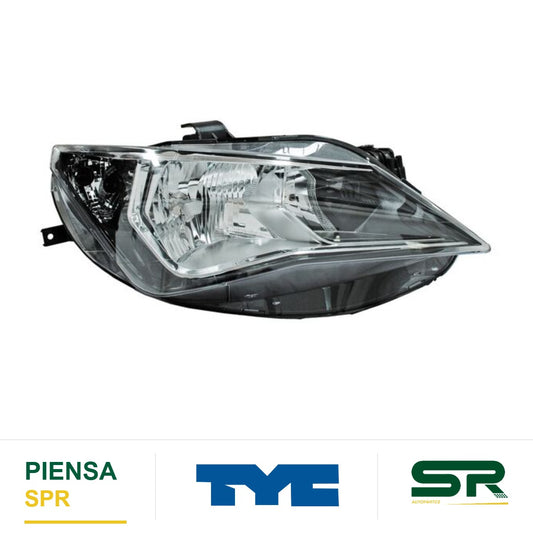 FARO DERECHO FONDO CROMADO CON MOTOR DOBLE AS SEAT IBIZA 2013-2017 TYC
