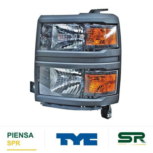 FARO IZQUIERDO NEGRO CHEVROLET PICKUP 2014-2015 FILO C / FOCOS TYC
