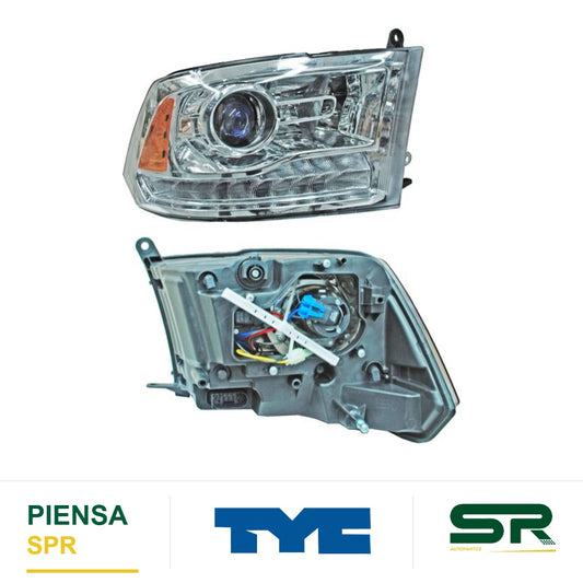 FARO DERECHO CON LUZ DE DÍA FONDO CROMADO DODGE PICKUP 2013-2015 TYC1 TYC