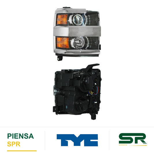 FARO DERECHO CON LUPA CROMADO CHEVROLET PICKUP 2015-2018 3500 FILO G15 TYC