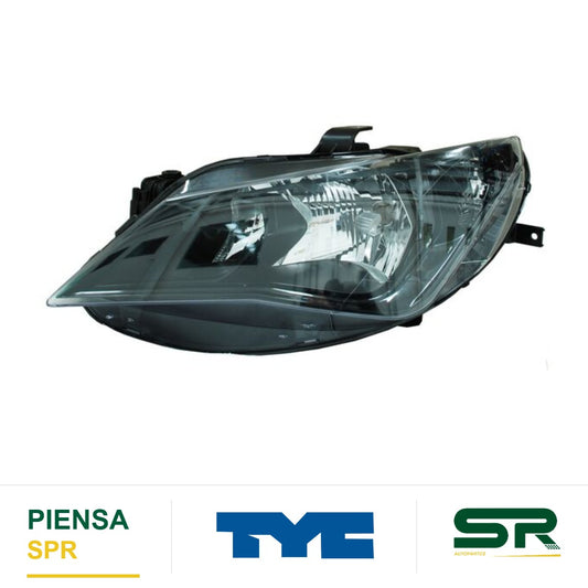 FARO IZQUIERDO FONDO NEGRO CON MOTOR DOBLE AS SEAT IBIZA 2013-2017 TYC