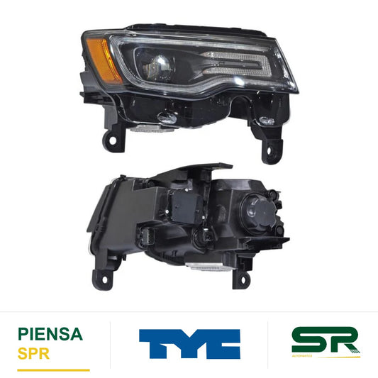 FARO DERECHO CON LUZ DE DÍA NEGRO LED JEEP GRAND CHEROKEE 2017-2021 FILO TYC