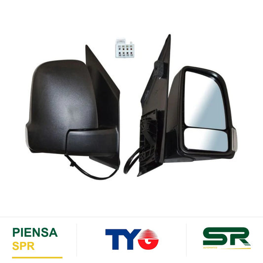 ESPEJO DERECHO CON DIRECCIONAL MANUAL MERCEDES BENZ SPRINTER 2019-2024 POROSO 2 PINES TYG