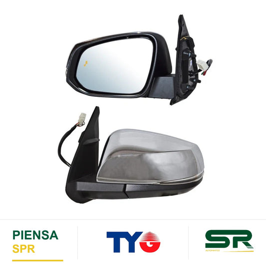 ESPEJO IZQUIERDO 8 PINES CON SENSOR DE PUNTO CIEGO CON DESEMPAÑANTE CON DIRECCIONAL ELÉCTRICO CROMADO TOYOTA TACOMA 2016-2023 TYG