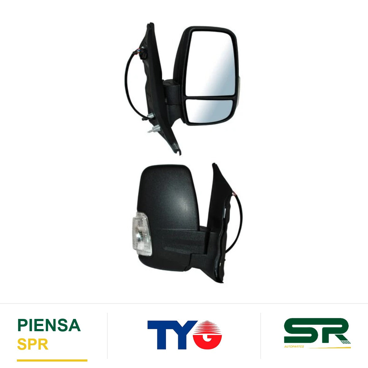 ESPEJO DERECHO ELÉCTRICO CON DESEMPAÑANTE CON DIRECCIONAL BLANCA POROSO AUTOABATIBLE 8 PINES FORD TRANSIT 2015-2017 TYG