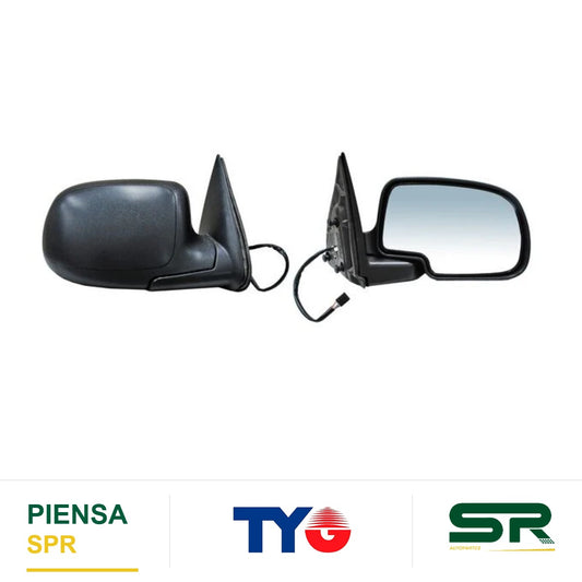 ESPEJO DERECHO 6 PINES CON DESEMPAÑANTE ELÉCTRICO NEGRO CHEVROLET PICKUP 1999-2006 C / LUZ INF POROSO TYG