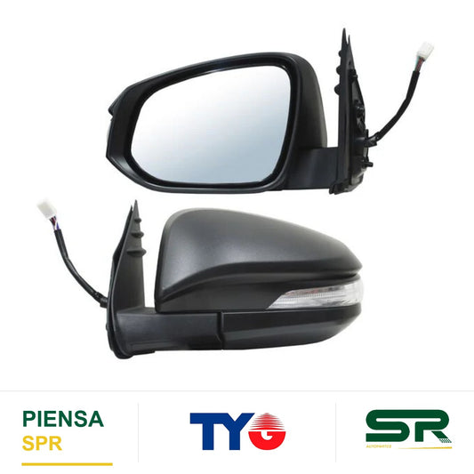 ESPEJO IZQUIERDO 7 PINES CON DIRECCIONAL AUTOABATIBLE ELÉCTRICO NEGRO TOYOTA HILUX 2016-2025 28611 TYG