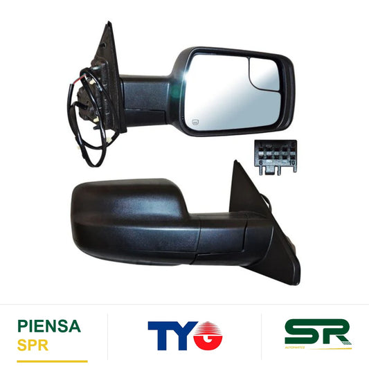 ESPEJO DERECHO 5 PINES CON DESEMPAÑANTE ELÉCTRICO DODGE PICKUP 2019-2025 RAM POROSO C / PUNTO CIEGO TYG