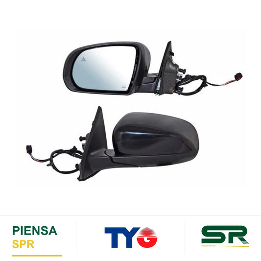 ESPEJO IZQUIERDO 7 PINES CON SENSOR DE PUNTO CIEGO CON DESEMPAÑANTE PARA PINTAR ELÉCTRICO AS JEEP COMP S 2018-2022 TYG