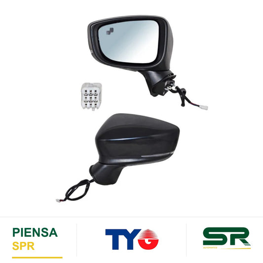 ESPEJO IZQUIERDO 7 PINES CON SENSOR DE PUNTO CIEGO CON DESEMPAÑANTE CON DIRECCIONAL ELÉCTRICO MAZDA 3 2017-2018 PINT CCC3 TYG