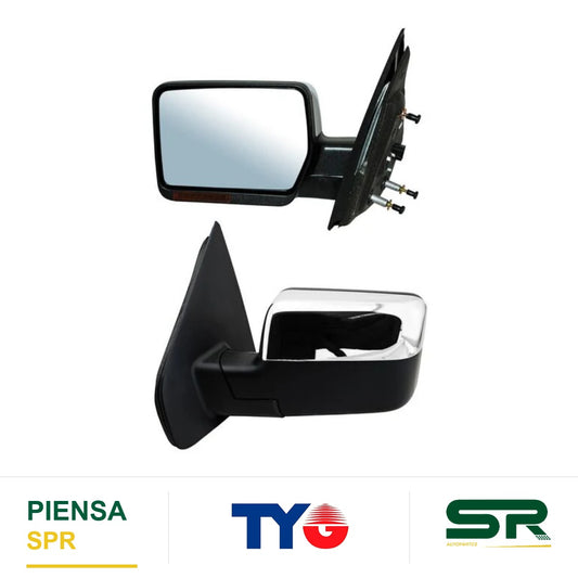 ESPEJO IZQUIERDO 8 PINES CON DESEMPAÑANTE CON DIRECCIONAL ELÉCTRICO CROMADO FORD PICKUP F150 2004-2008 TYG