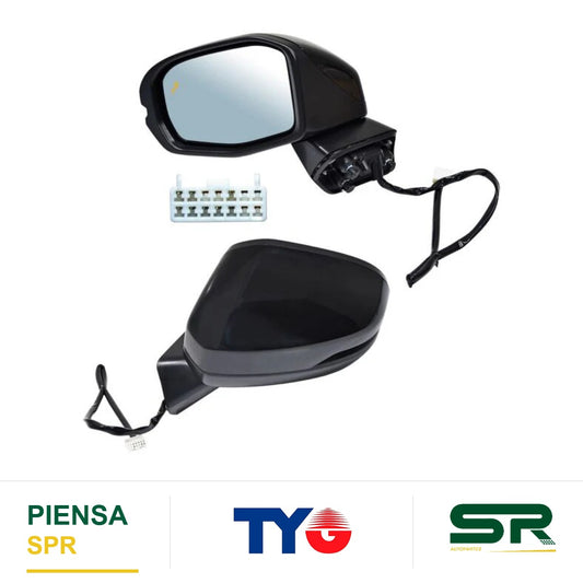 ESPEJO IZQUIERDO 8 PINES CON DESEMPAÑANTE CON DIRECCIONAL PARA PINTAR ELÉCTRICO HONDA CRV 2023-2025 C / SENSOR PUNTO CIEGO TYG