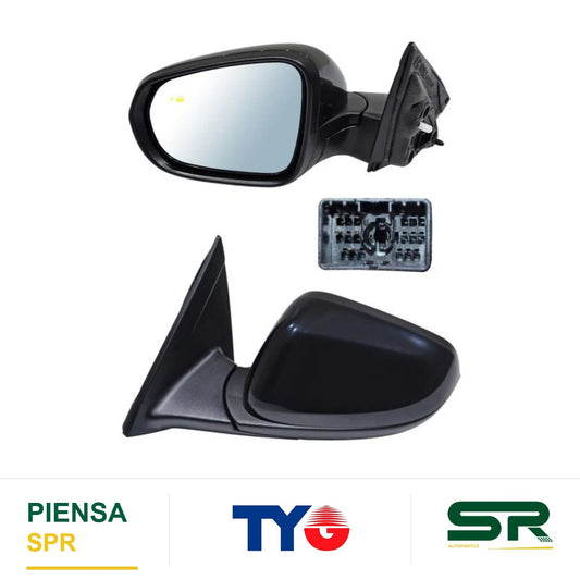 ESPEJO IZQUIERDO 6 PINES CON DESEMPAÑANTE PARA PINTAR ELÉCTRICO CHEVROLET TRAX 2024-2025 C / SENSOR PUNTO CIEGO TYG