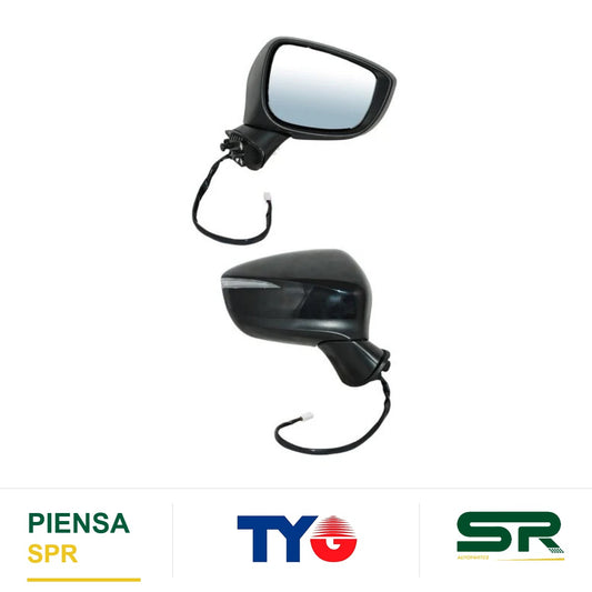 ESPEJO DERECHO 7 PINES CON SENSOR DE PUNTO CIEGO CON DESEMPAÑANTE CON DIRECCIONAL PARA PINTAR ELÉCTRICO MAZDA CX3 2016-2025 TYG