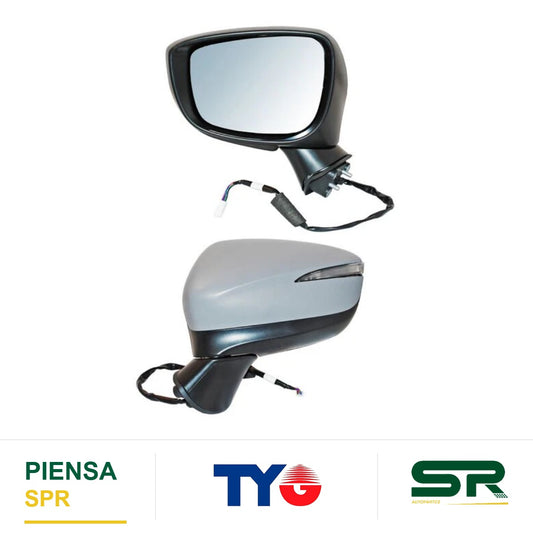 ESPEJO IZQUIERDO 8 PINES CON DESEMPAÑANTE CON DIRECCIONAL AUTOABATIBLE PARA PINTAR ELÉCTRICO MAZDA CX3 2016-2025 TYG