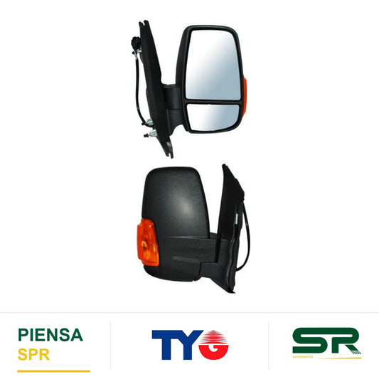 ESPEJO DERECHO 8 PINES CON DESEMPAÑANTE CON DIRECCIONAL AUTOABATIBLE ELÉCTRICO FORD TRANSIT 2015-2017 POROSO . TYG