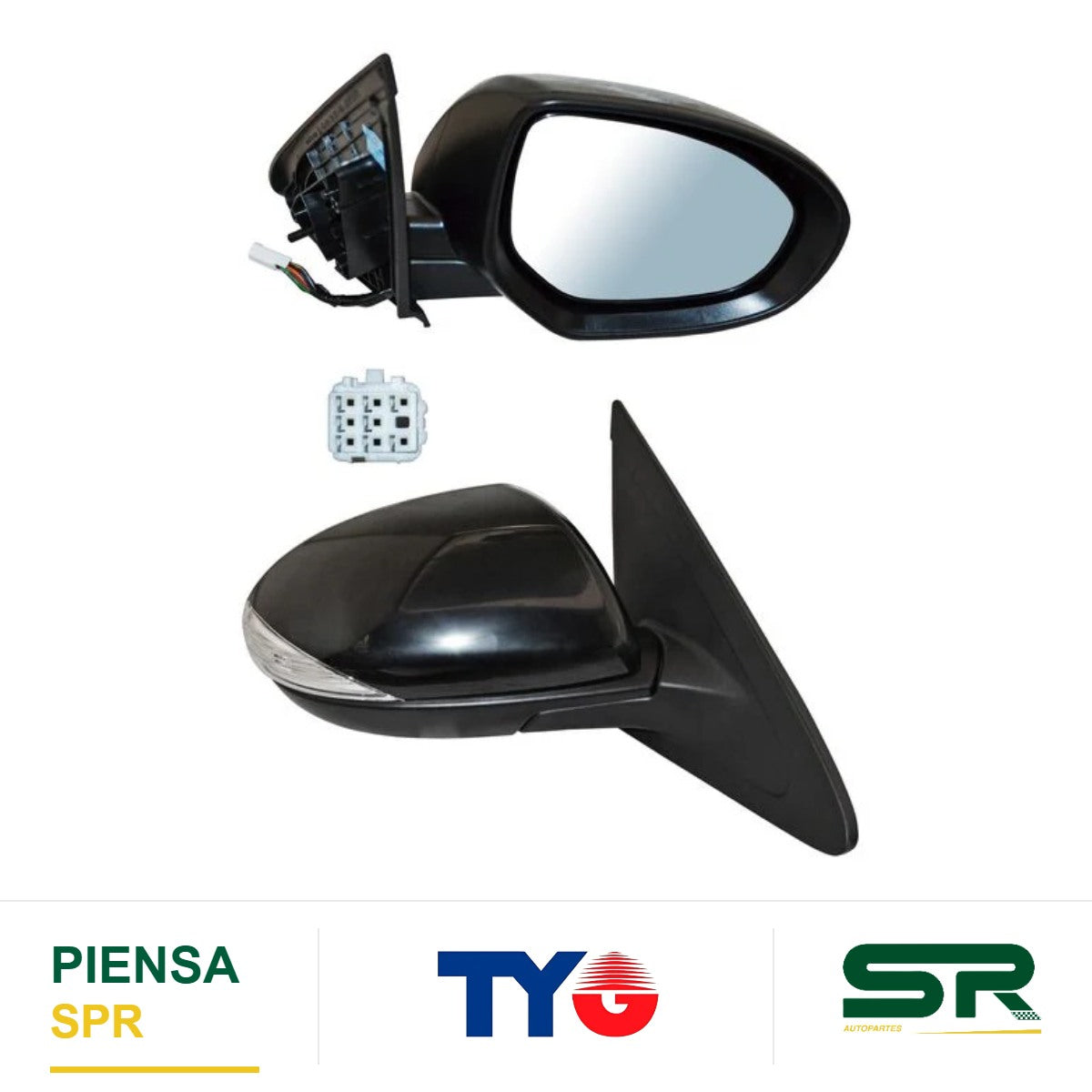 ESPEJO DERECHO ELÉCTRICO 8 PINES CON DIRECCIONAL CON DESEMPAÑANTE PARA PINTAR CON SENSOR DE PUNTO CIEGO MAZDA 3 2010-2013 TYG