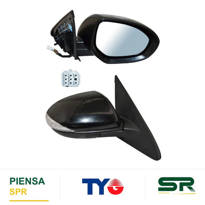 ESPEJO DERECHO ELÉCTRICO 8 PINES CON DIRECCIONAL CON DESEMPAÑANTE PARA PINTAR CON SENSOR DE PUNTO CIEGO MAZDA 3 2010-2013 TYG