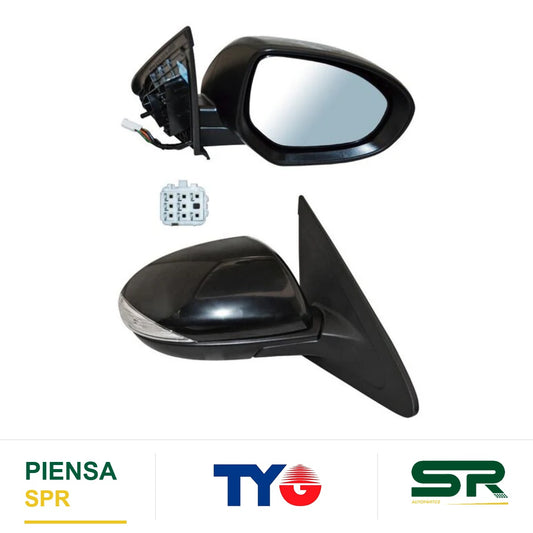 ESPEJO DERECHO ELÉCTRICO 8 PINES CON DIRECCIONAL CON DESEMPAÑANTE PARA PINTAR CON SENSOR DE PUNTO CIEGO MAZDA 3 2010-2013 TYG