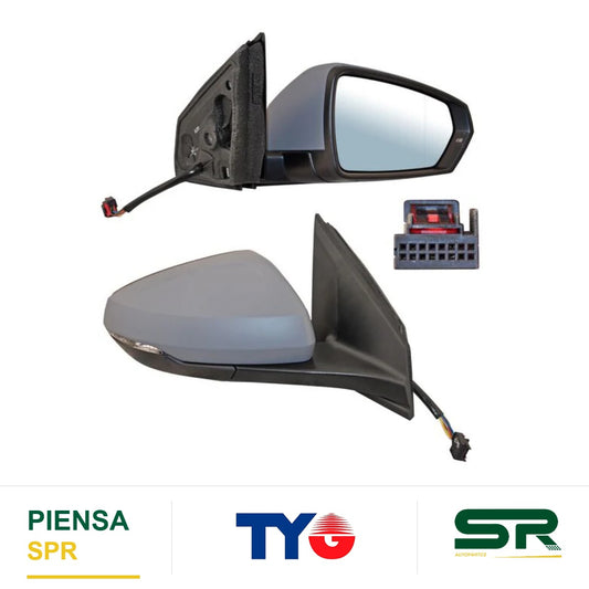 ESPEJO DERECHO 6 PINES CON DESEMPAÑANTE CON DIRECCIONAL PARA PINTAR ELÉCTRICO VOLKSWAGEN VIRTUS 2020-2022 TYG