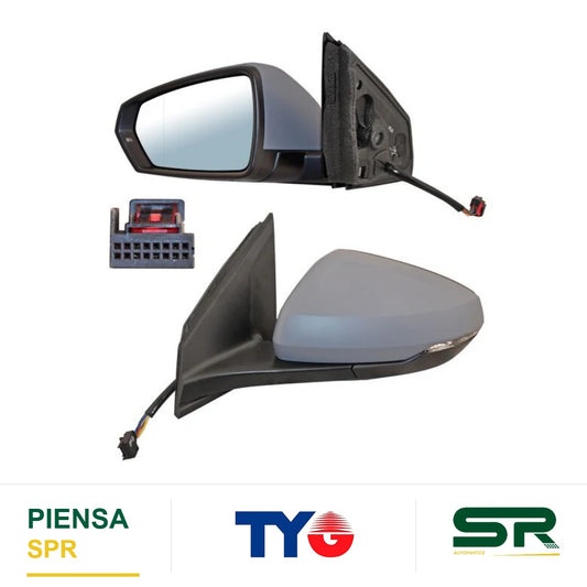 ESPEJO IZQUIERDO 6 PINES CON DESEMPAÑANTE CON DIRECCIONAL PARA PINTAR ELÉCTRICO VOLKSWAGEN VIRTUS 2020-2022 TYG