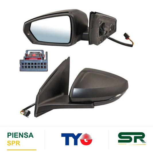 ESPEJO IZQUIERDO 6 PINES CON DESEMPAÑANTE CON DIRECCIONAL ELÉCTRICO VOLKSWAGEN VIRTUS 2020-2022 POROSO TYG