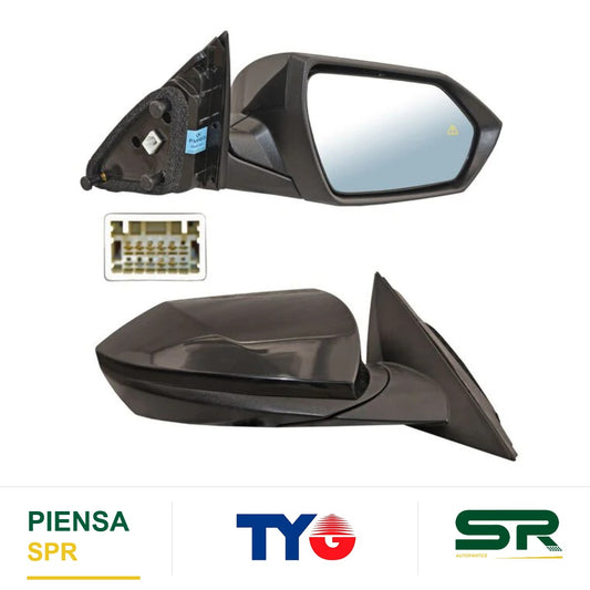 ESPEJO DERECHO 7 PINES CON DESEMPAÑANTE PARA PINTAR ELÉCTRICO HYUNDAI ELANTRA 2021-2023 C / SENSOR PUNTO CIEGO TYG