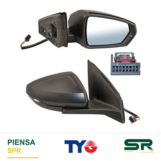 ESPEJO DERECHO 6 PINES CON DESEMPAÑANTE CON DIRECCIONAL ELÉCTRICO VOLKSWAGEN VIRTUS 2020-2022 POROSO TYG