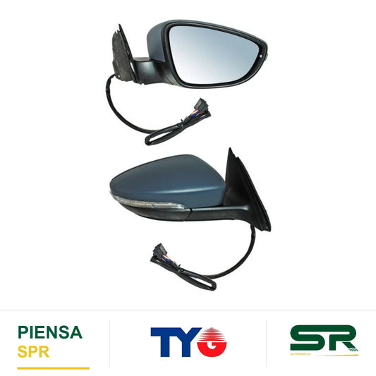 ESPEJO DERECHO 8 PINES CON DESEMPAÑANTE CON DIRECCIONAL AUTOABATIBLE PARA PINTAR ELÉCTRICO AS VOLKSWAGEN P SAT 2016-2018 CCC3 TYG
