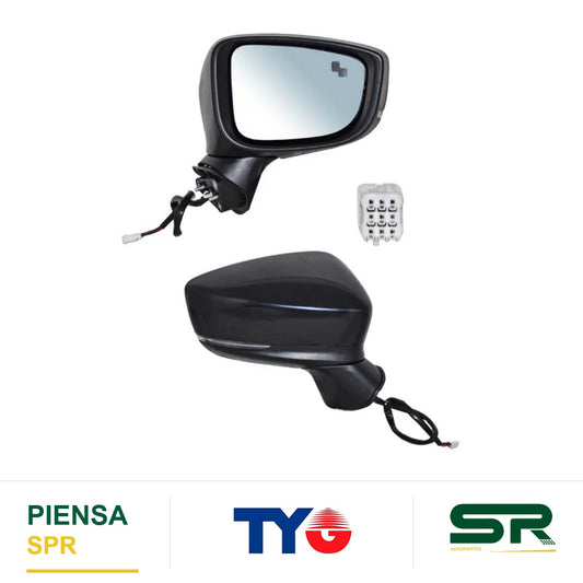 ESPEJO DERECHO 7 PINES CON SENSOR DE PUNTO CIEGO CON DESEMPAÑANTE CON DIRECCIONAL ELÉCTRICO MAZDA 3 2017-2018 PINT CCC3 TYG