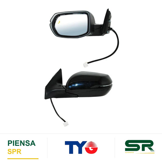 ESPEJO IZQUIERDO 9 PINES CON SENSOR DE PUNTO CIEGO CON DIRECCIONAL PARA PINTAR ELÉCTRICO HONDA CRV 2017-2022 TYG