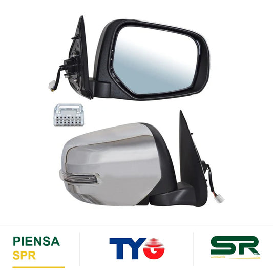 ESPEJO DERECHO 7 PINES CON DIRECCIONAL AUTOABATIBLE ELÉCTRICO CROMADO MITSUBISHI PICKUP L200 2016-2019 CCCC3 TYG