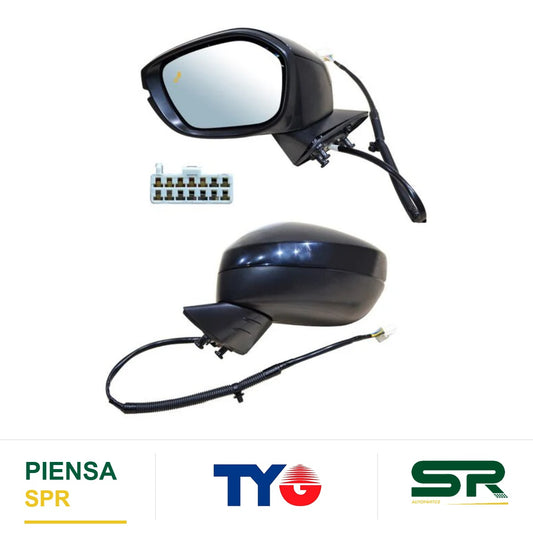 ESPEJO IZQUIERDO 7 PINES CON DESEMPAÑANTE PARA PINTAR ELÉCTRICO HONDA CIVIC 2022-2024 C / SENSOR PUNTO CIEGO TYG