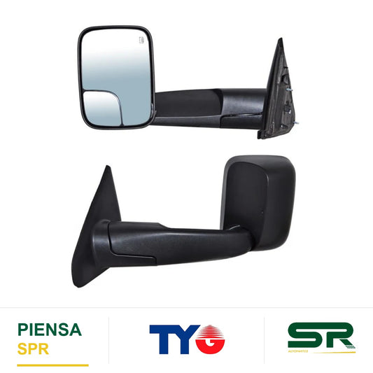 ESPEJO IZQUIERDO ELÉCTRICO 5 PINES CON DESEMPAÑANTE TEXTURIZADO DODGE PU TELESCOPICO 2002-2009 TYG