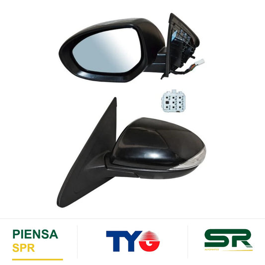 ESPEJO IZQUIERDO ELÉCTRICO 8 PINES CON DIRECCIONAL CON DESEMPAÑANTE PARA PINTAR CON SENSOR DE PUNTO CIEGO MAZDA 3 2010-2013 TYG