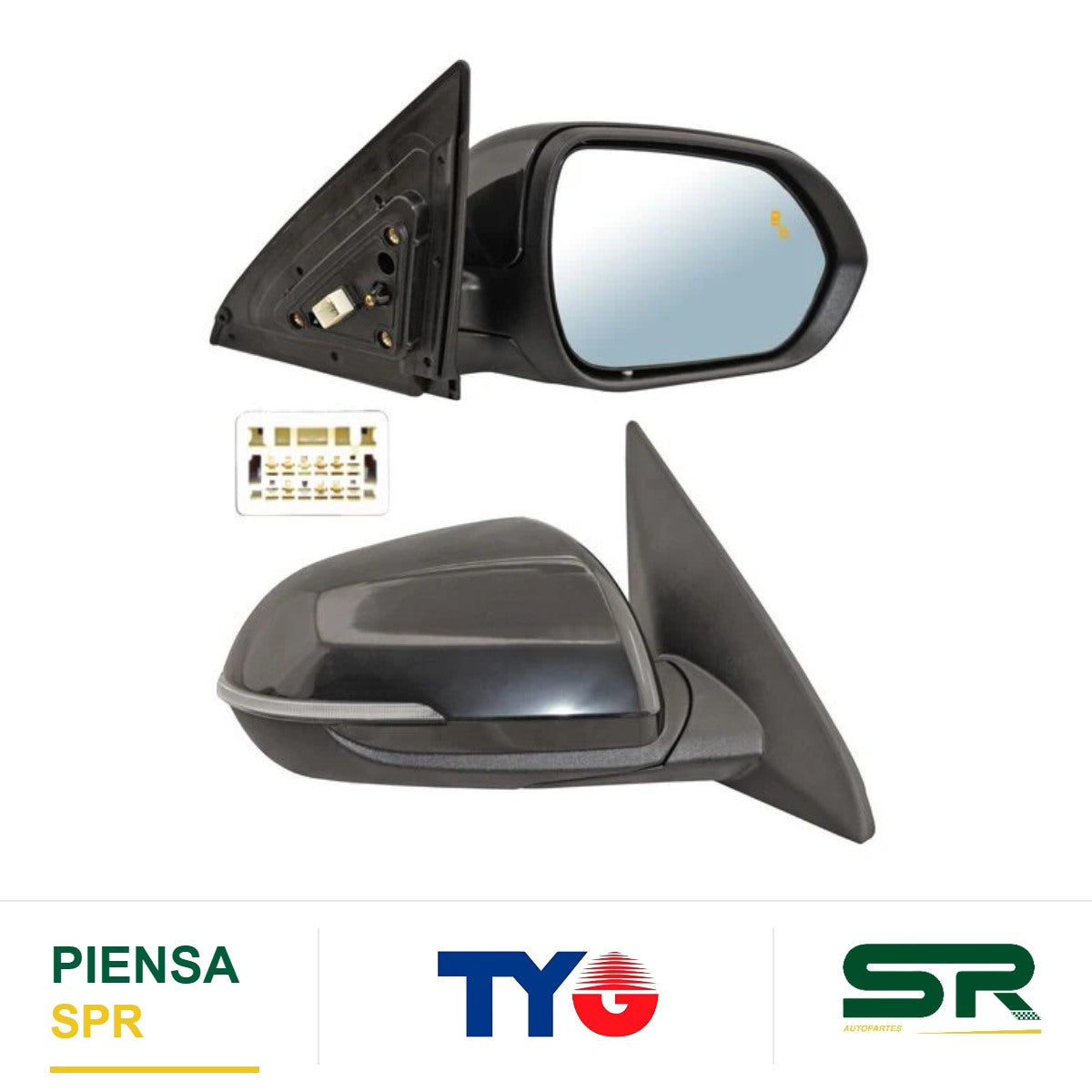 ESPEJO DERECHO ELÉCTRICO PARA PINTAR CON DIRECCIONAL CON DESEMPAÑANTE CON SENSOR PUNTO CIEGO 8 PINES KIA SELTOS 2020-2025 TYG