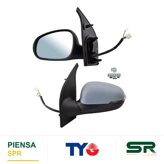 ESPEJO IZQUIERDO 7 PINES CON DESEMPAÑANTE CON DIRECCIONAL PARA PINTAR ELÉCTRICO FIAT MOBI 2017-2024 C / MEM TYG