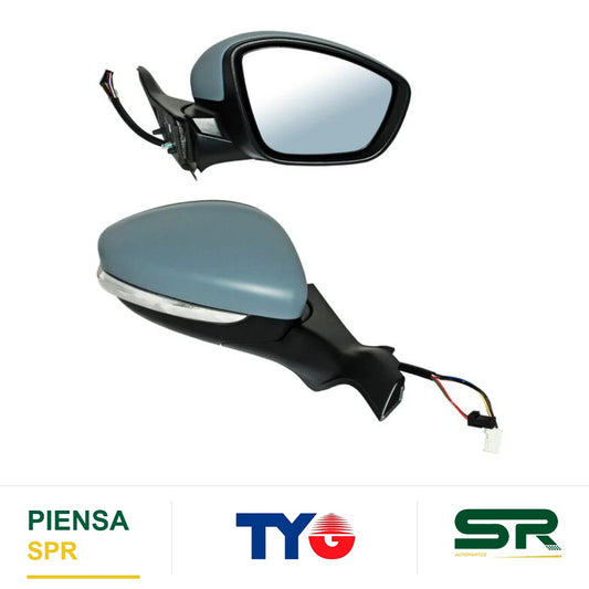ESPEJO DERECHO ELÉCTRICO 7 PINES CON DIRECCIONAL CON DESEMPAÑANTE PARA PINTAR PEUGEOT 2014-2016 TYG
