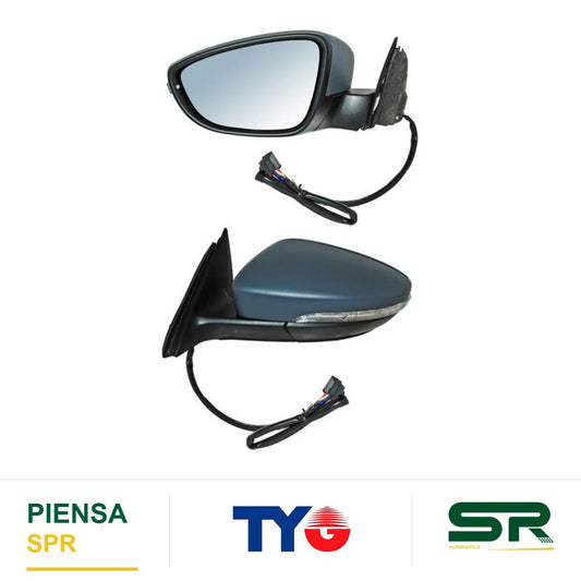 ESPEJO IZQUIERDO 8 PINES CON DESEMPAÑANTE CON DIRECCIONAL AUTOABATIBLE PARA PINTAR ELÉCTRICO AS VOLKSWAGEN P SAT 2016-2018 CCC3 TYG