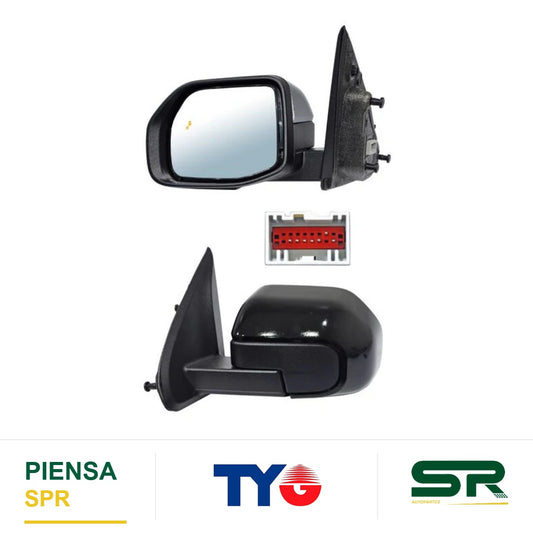 ESPEJO IZQUIERDO 7 PINES CON DESEMPAÑANTE PARA PINTAR FORD MAVERICK 2022-2023 ELECCT C / SENSOR PUNTO CIEGO TYG
