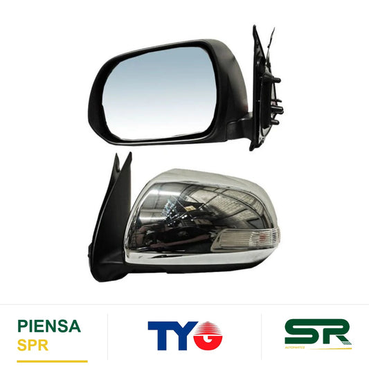 ESPEJO IZQUIERDO 5 PINES CON DIRECCIONAL ELÉCTRICO CROMADO TOYOTA HILUX 2012-2015 TYG
