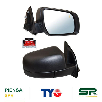 ESPEJO DERECHO ELÉCTRICO POROSO CON SENSOR Y PUNTO CIEGO FORD RANGER 2017-2023 TYG