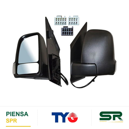 ESPEJO IZQUIERDO 9 PINES CON DESEMPAÑANTE CON DIRECCIONAL AUTOABATIBLE ELÉCTRICO MERCEDES BENZ SPRINTER 2018-2024 POROSO TYG