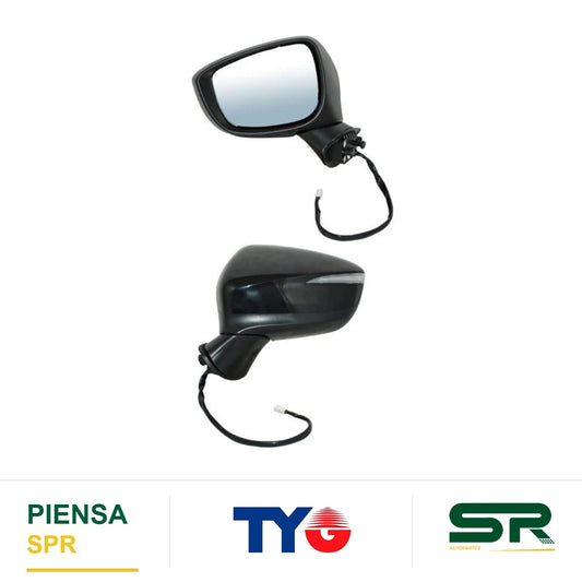 ESPEJO IZQUIERDO 7 PINES CON SENSOR DE PUNTO CIEGO CON DESEMPAÑANTE CON DIRECCIONAL PARA PINTAR ELÉCTRICO MAZDA CX3 2016-2025 TYG
