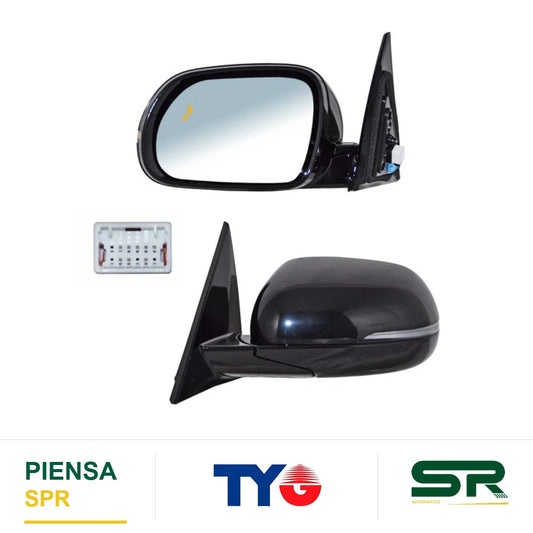 ESPEJO IZQUIERDO 8 PINES CON SENSOR DE PUNTO CIEGO CON DESEMPAÑANTE CON DIRECCIONAL PARA PINTAR ELÉCTRICO KIA SOUL 2020-2022 TYG
