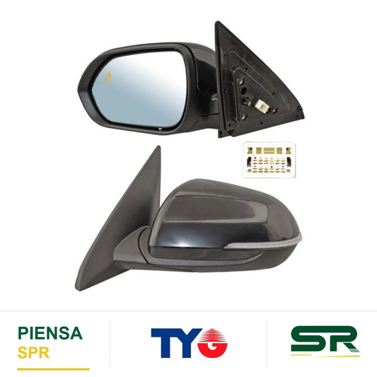 ESPEJO IZQUIERDO 8 PINES CON DESEMPAÑANTE CON DIRECCIONAL PARA PINTAR ELÉCTRICO KIA SELTOS 2020-2025 C / SENSOR PUNTO CIEGO TYG
