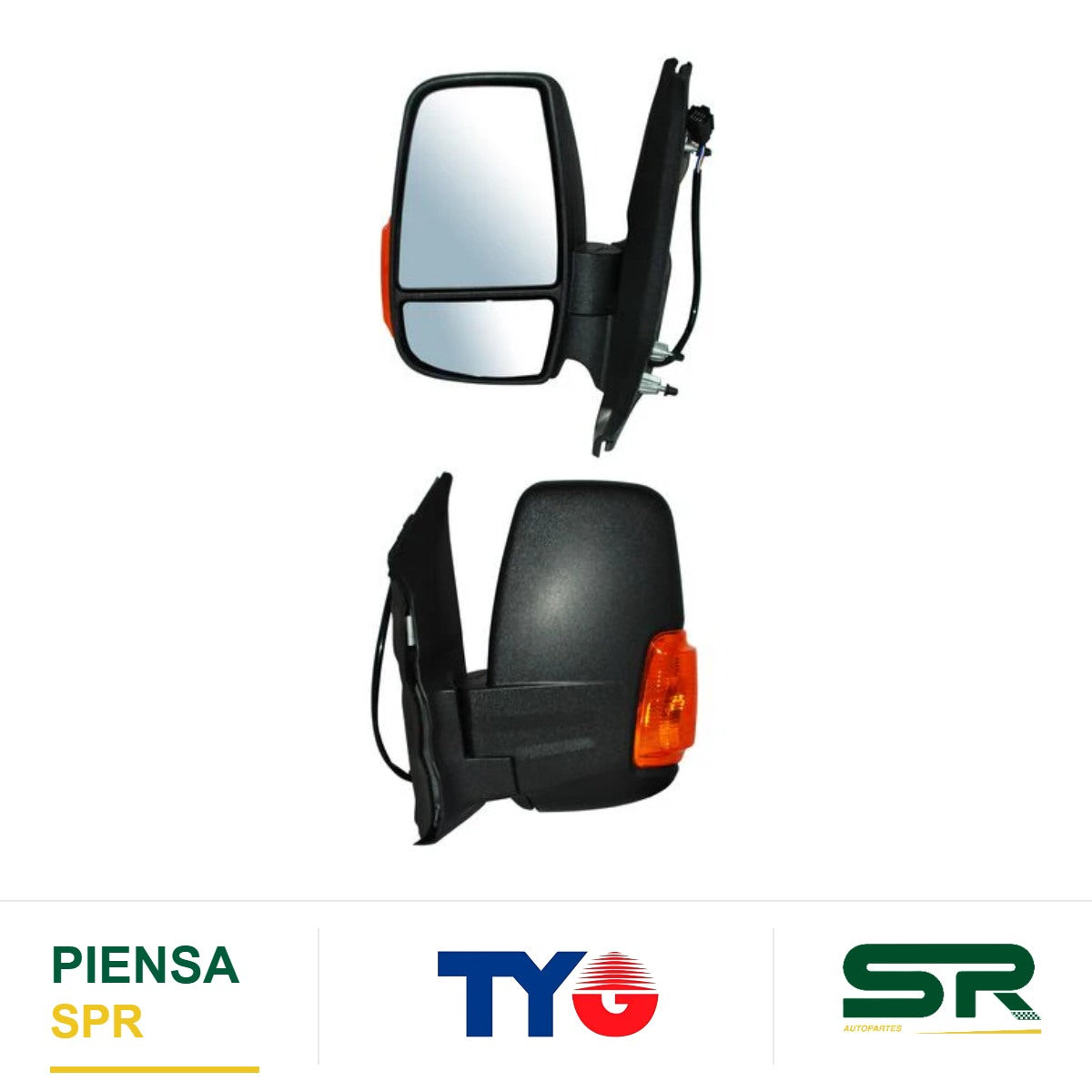 ESPEJO IZQUIERDO ELÉCTRICO CON DESEMPAÑANTE CON DIRECCIONAL AMBAR POROSO AUTOABATIBLE 8 PINES . FORD TRANSIT 2015-2017 TYG