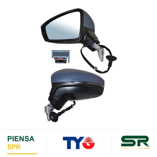 ESPEJO IZQUIERDO 6 PINES CON DESEMPAÑANTE CON DIRECCIONAL PARA PINTAR ELÉCTRICO VOLKSWAGEN TIGUAN 2018-2024 TYG