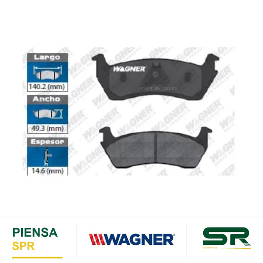 BALATA SEMIMETÁLICA TRASERA FORD EXPLORER 2002-2004 / EXPLORER SPORT 02 / EXPLORER SPORT TRAC 02 / MOUNTAINEER 2002-2005 WAGNER