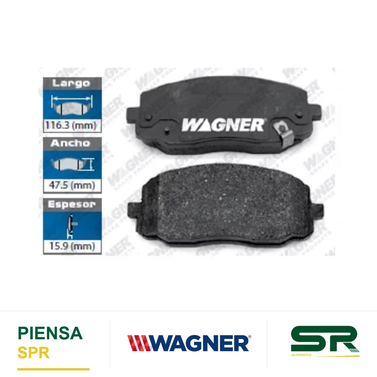 BALATA SEMIMETÁLICA DELANTERA DODGE I10 2012-2014 WAGNER